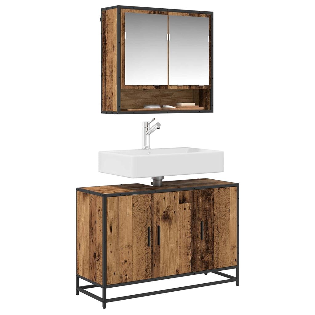 Bathroom Cabinet with Door Reclaimed Wood Look 90 x 33 x 60 cm Particleboard
