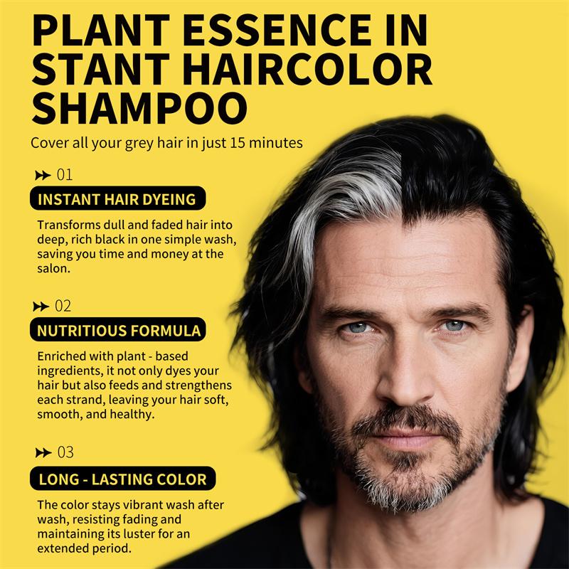 3 In 1 Herbal Healthy Hair Dyeing 500ml SEVICH Black Hair Dye Shampoo For Men Women Plant Instant Color Shampoo Ginger Black Hair Dye