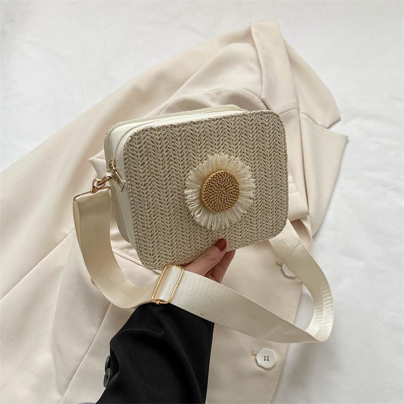 Trendy Woven Crossbody Bag For Women In Chic Beige And Brown Shades OffWhite