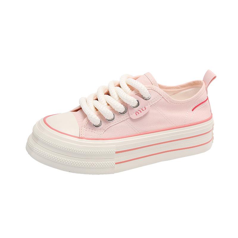 Fashion platform canvas shoes women's 2025 summer new Korean version fashion versatile small height increase casual white shoes