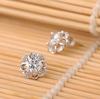 Womens Korean Fashion Elegant 925 Silver Plated Vintage Mini Simple Anti-allergy Zircon Crystal Hollow Out Flower Ear Studs Earrings Jewelry Love Gift