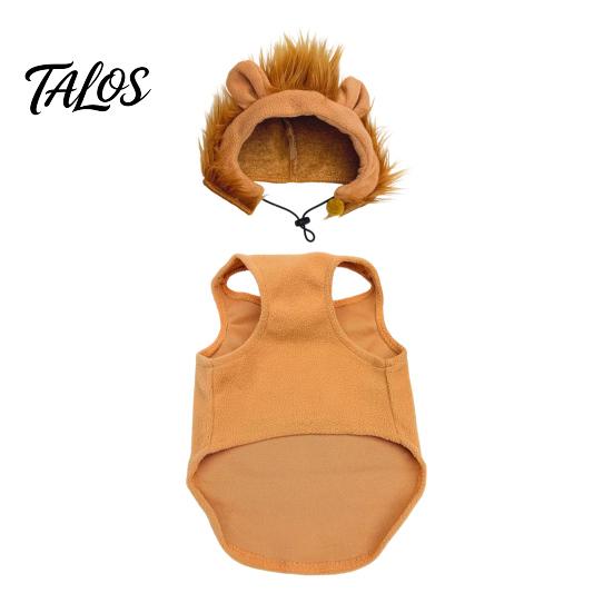 Soft Polyester Dog Pullover Lion Mane Costume, Costume Fleece Sweater Set, Adjustable Chin Small Cord, 3D Ears Hood, Halloween Cosplay for Pug Pitbull