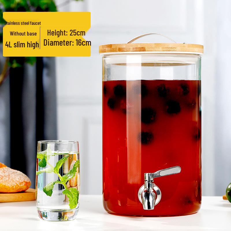 Large Capacity Glass Beverage Dispenser with Faucet for Cold Drinks and Fruit Tea