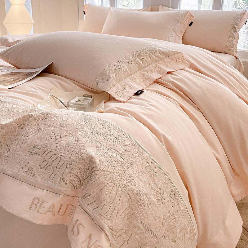 200 pieces of A-level winter flannel bedding set made of pure cotton, thickened and warm, luxurious solid color bed sheets, four piece set