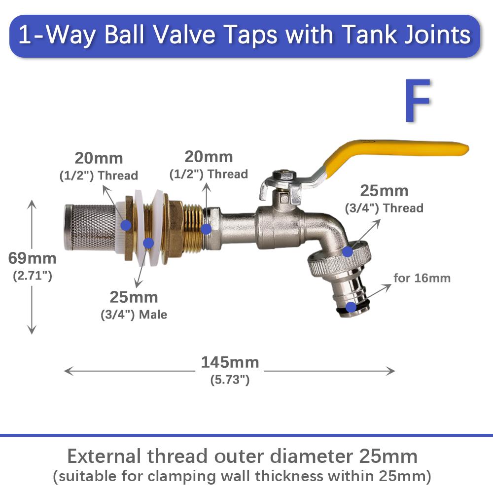

1set 3/4 Brass Ball Valve Taps Faucets Water Tank Joints 304 Stainless Steel Filter Screen Garden Irrigation Adapter Fittings 1set