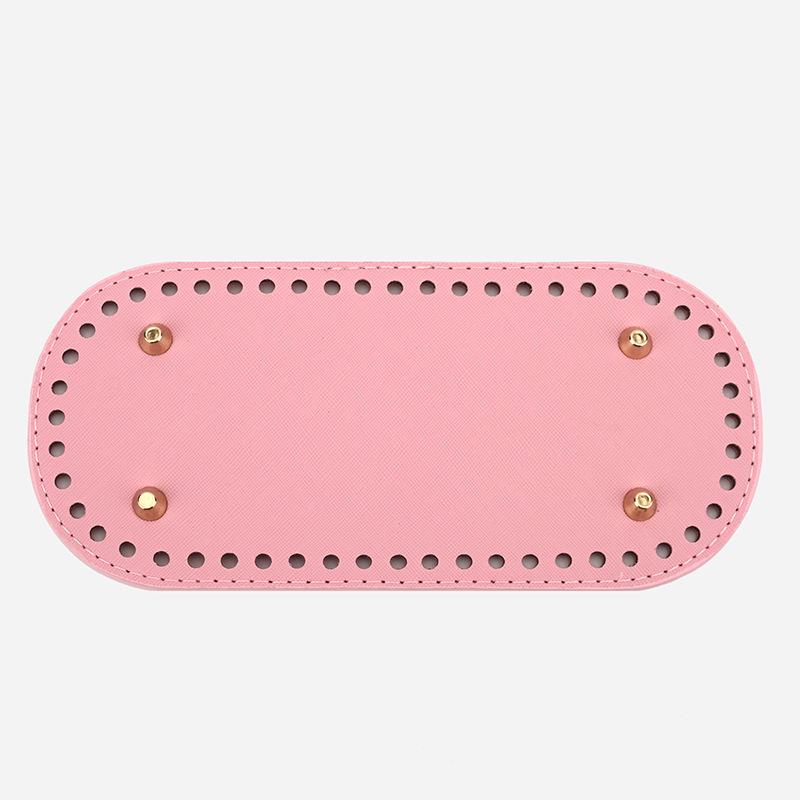 Handmade DIY Woven PU Oval Bag Bottom, 22x10cm Cross Pattern