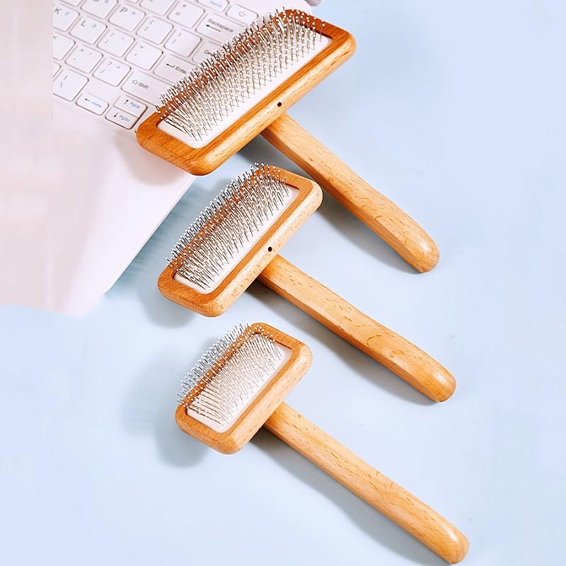 Dog Brush Wooden Dogs Comb Pet Hair Remover Dog Hair Comb Comfortable Handle Combs for Cat Hair Knot Cleaning Massage Cat Brush
