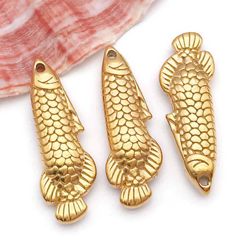 Stainless Steel Tropical Fish Goldfish Pendant Charm for DIY Jewelry.