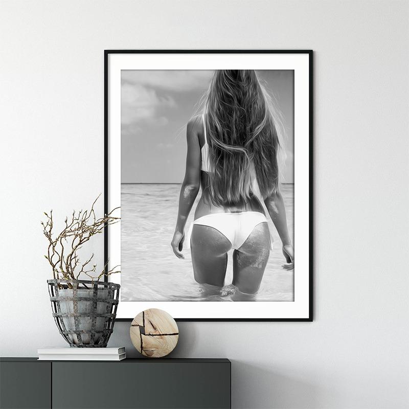 Black And White Sexy Woman Body Bikini Poster Modern Canvas Painting Prints Sensual Wall Art Picture For Living Room Home Decor