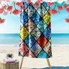 Stained Glass Geometric Design Beach Towel Quick-drying for Travel Outdoor Sports Jogging Beach and Swimming