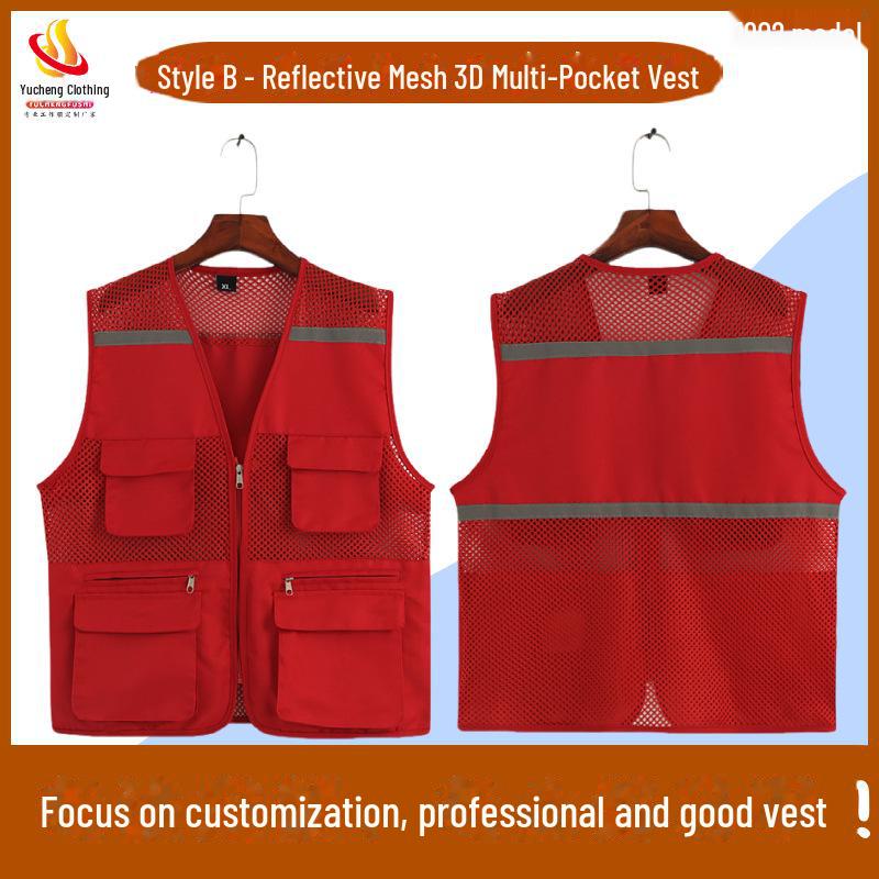 Custom Logo Emergency Management Safety Vest - Multi-Pocket Workwear for Photojournalists