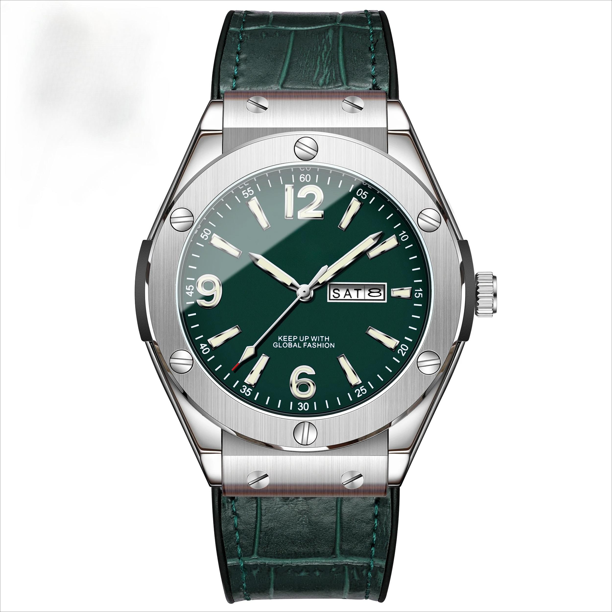 

Men s Watches Quartz Watch Leather Strap Waterproof Luminous Date Week Wristwatch