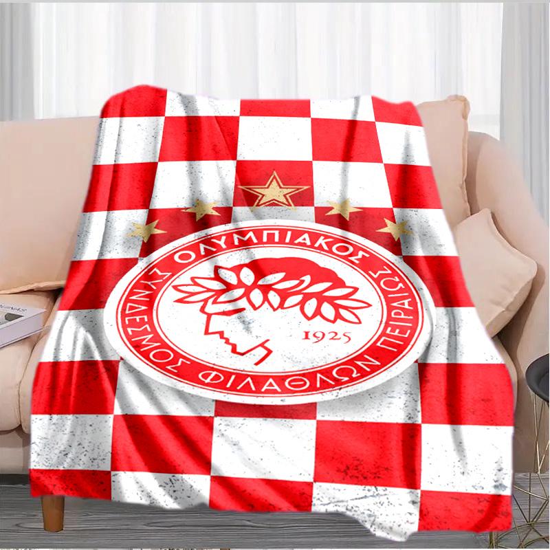 Coperta con Stemma Olympiacos FC Adatta per Divani, Letti, Uffici e Campeggio - Regalo Perfetto per Halloween Natale