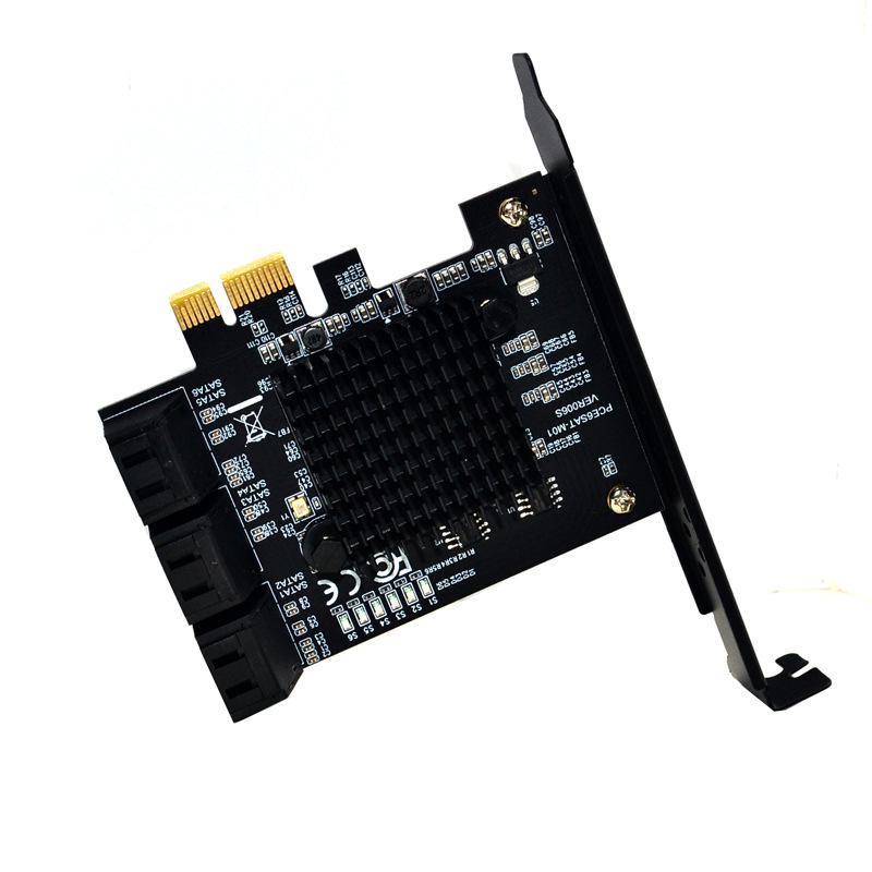 PCI-E to SATA 3.0 Expansion Card 4-Port/6-Port 6Gbps Adapter for IPFS and Chia with 88SE9215 Chip.