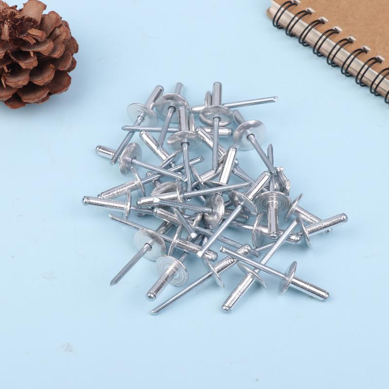 30 Pcs Large Flange Blind Rivets, Aluminum Rivets Assortment Kit Blind Rivets, Round Head Rivets