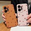Little Cherry Print TPU Matte Leather Texture Slim Case For Xiaomi 13T Pro Poco X6 Redmi Note 14 Pro 13 12 11 Soft Shockproof Protection Phone Cover