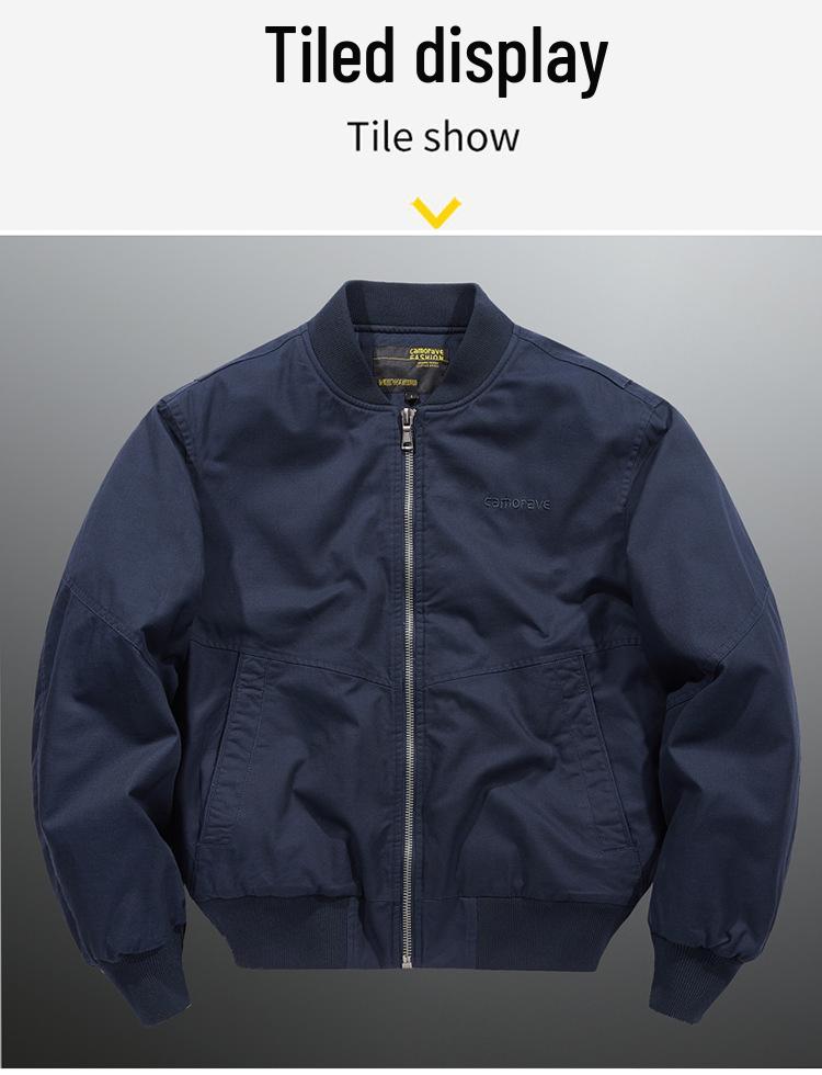 Men's Loose-Fit Cotton Baseball Jacket for Spring/Autumn