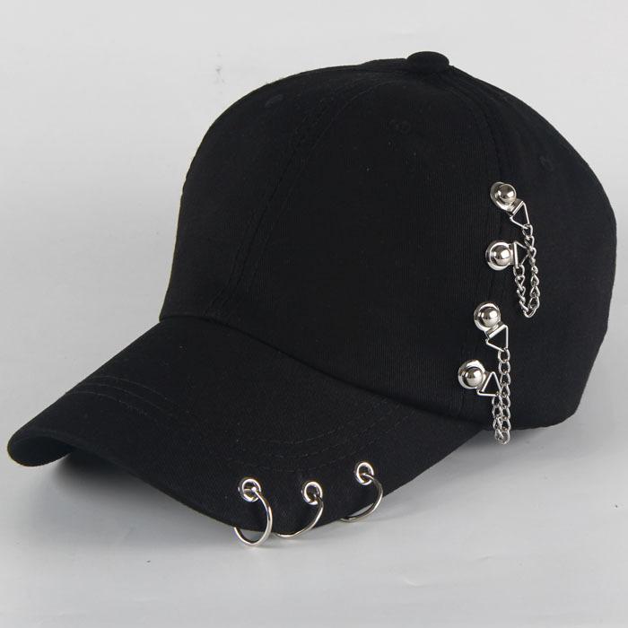 Fashion Hip Hop Cotton Baseball Cap Creative Piercing Ring Caps Punk Adult Casual Solid Adjustable Unisex Hat Snapback Hats