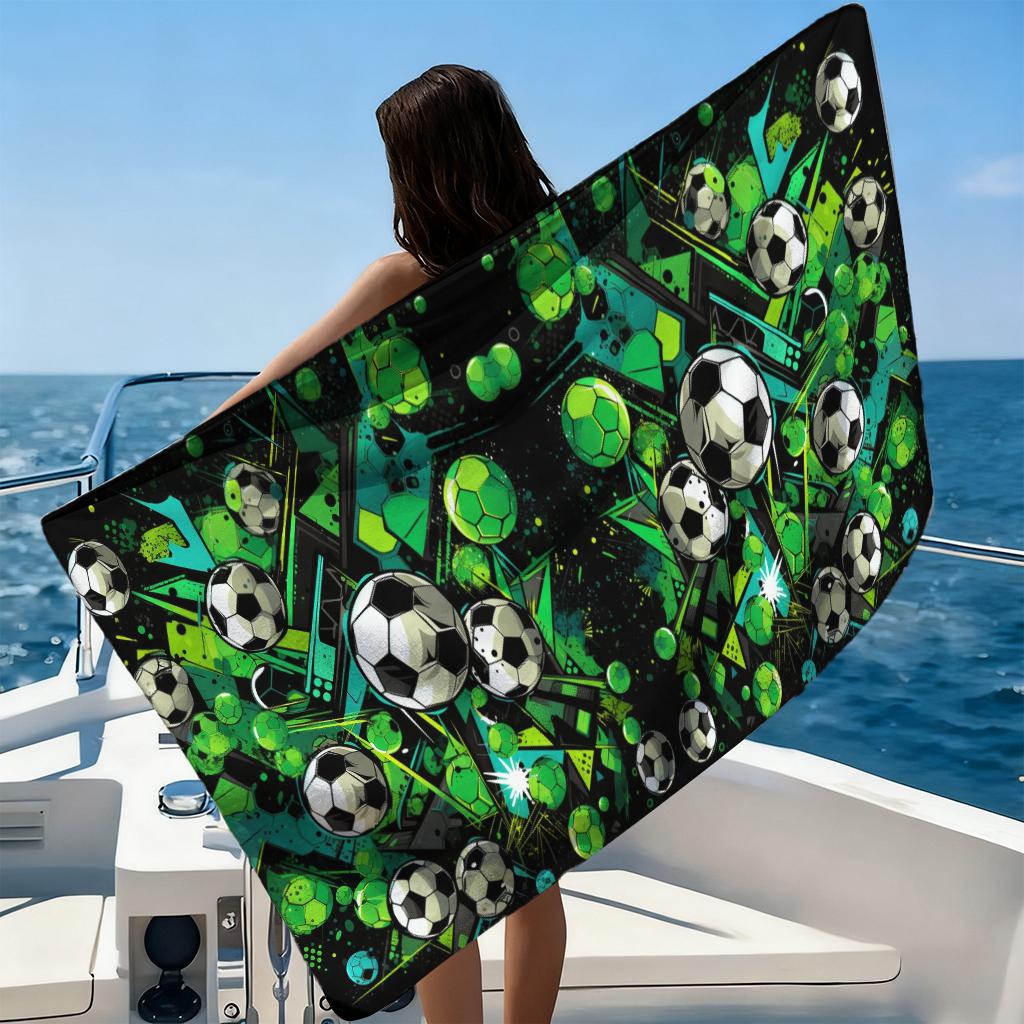 Cooles Fußball Graffiti Strandtuch Groß Saugfähig Leicht Stranddecke für Sportfans Sommer