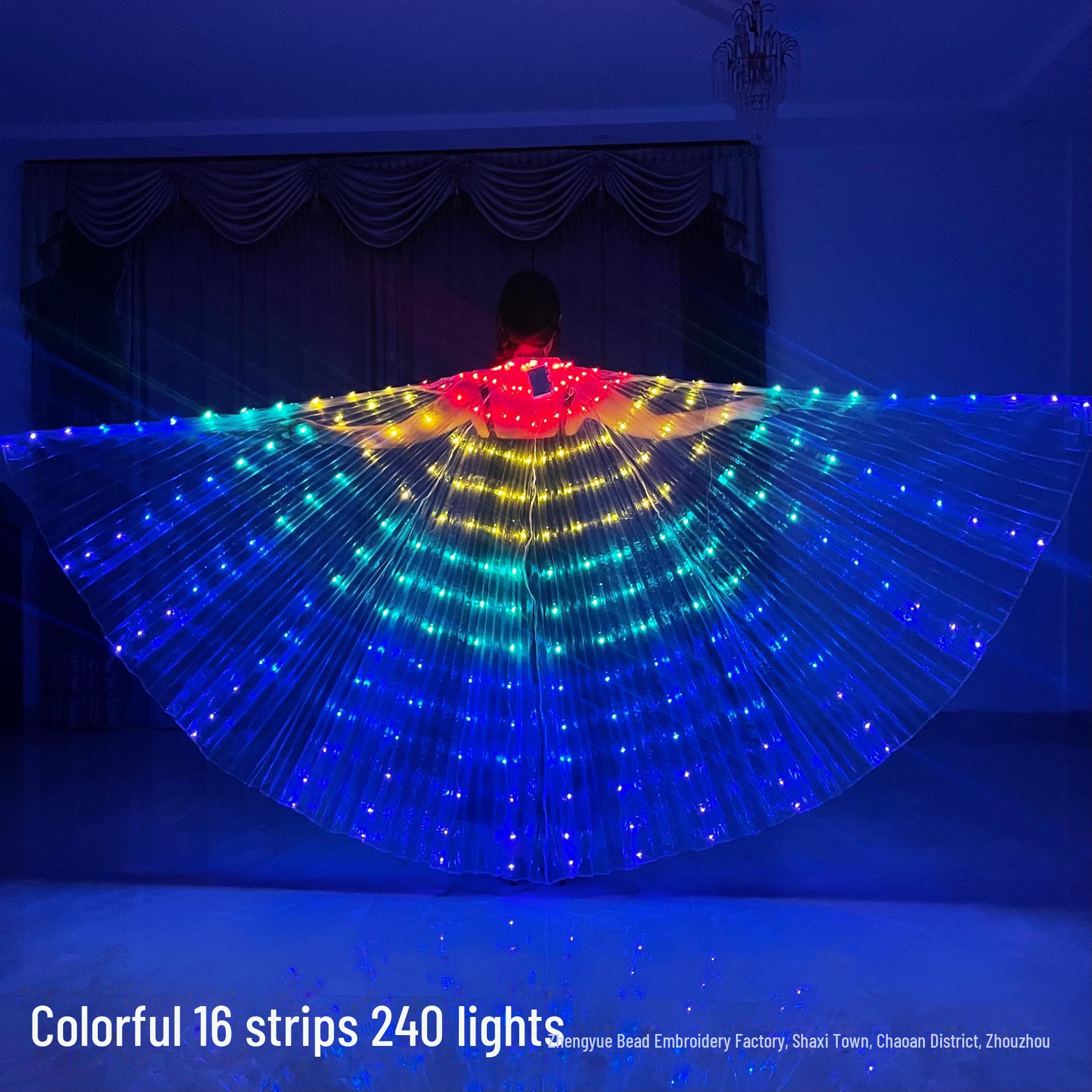 

Костюм эльфа со светодиодными крыльями бабочки - флуоресцентный золотой плащ для детей и взрослых, идеально подходит для сценических выступлений One Size