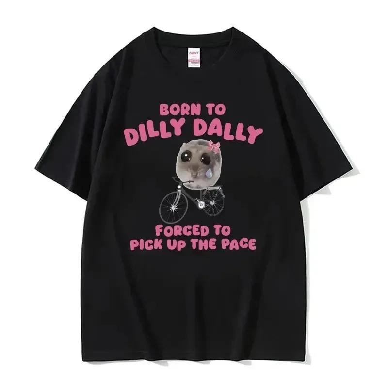 Funny Sad Hamster Im Just Little Girl Crew Neck T Shirt Casual Daily Short Sleeve Graphic Top For Unisex Unisex