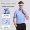 Landun Men's Business Travel Washable Striped Short Sleeve Shirt
