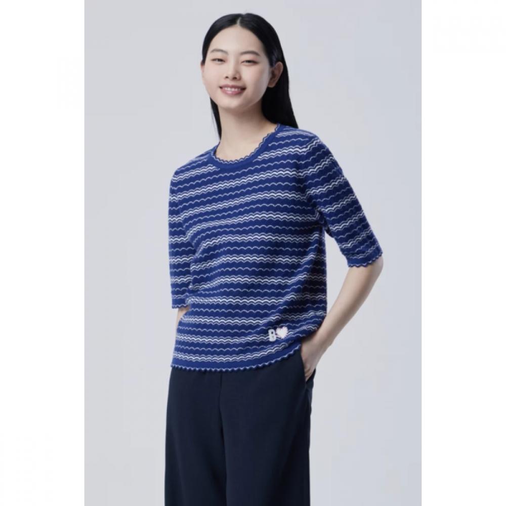 Benetton Women Scallop Line Short Sleeve Knit Bakp62631