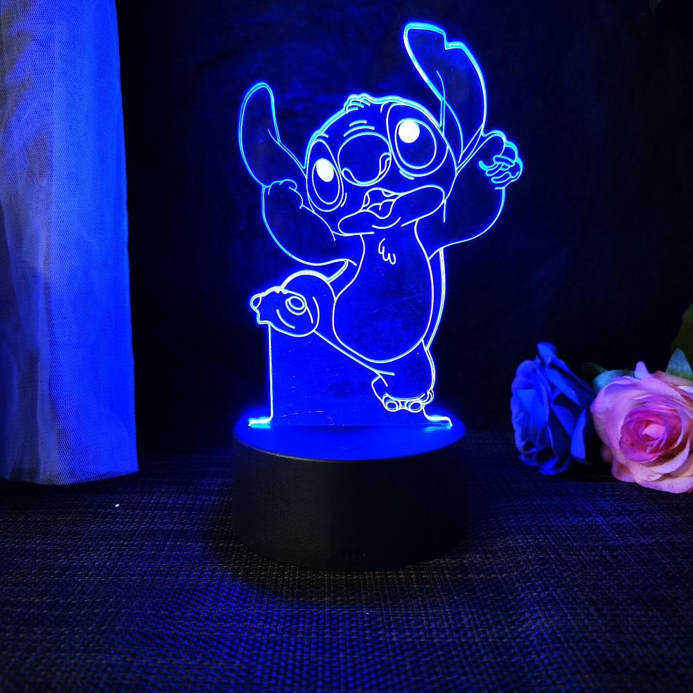 Stitch 3D Acryl Illusion Nachtlicht 16 Farbwechselnde Dekorationslichter Mit Fernbedienung Weihnachten Geburtstag Dekoration Geschenk