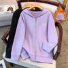 Women's Plus Size Super Loose Fleece-lined Hoodie Cardigan, Bust 150/170