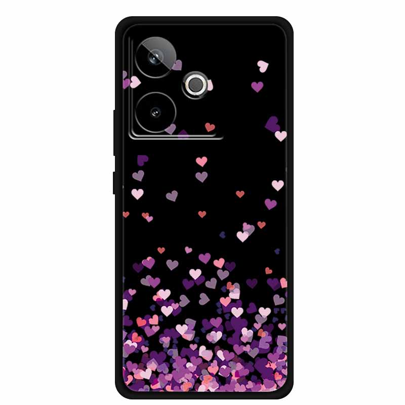 For Realme GT7 GT 7T Case Cute Floral Retro Black Silicone Soft Case Back Cover for Realme GT 7 TPU Funda For Realme GT 7T Coque