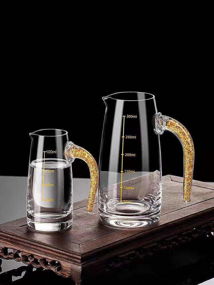 Luxury Double Bottom Crystal Glass Vodka Sake Shochu Liqueur Gold Foil Tea Cup For Bar Hard Liquor Gifts