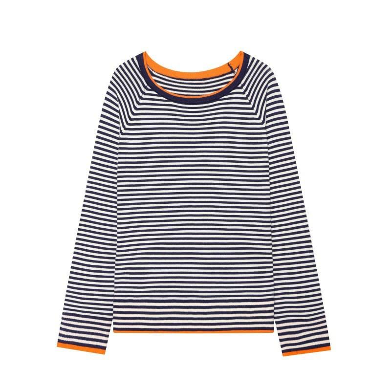 Womens Long Sleeve Crew Neck Striped