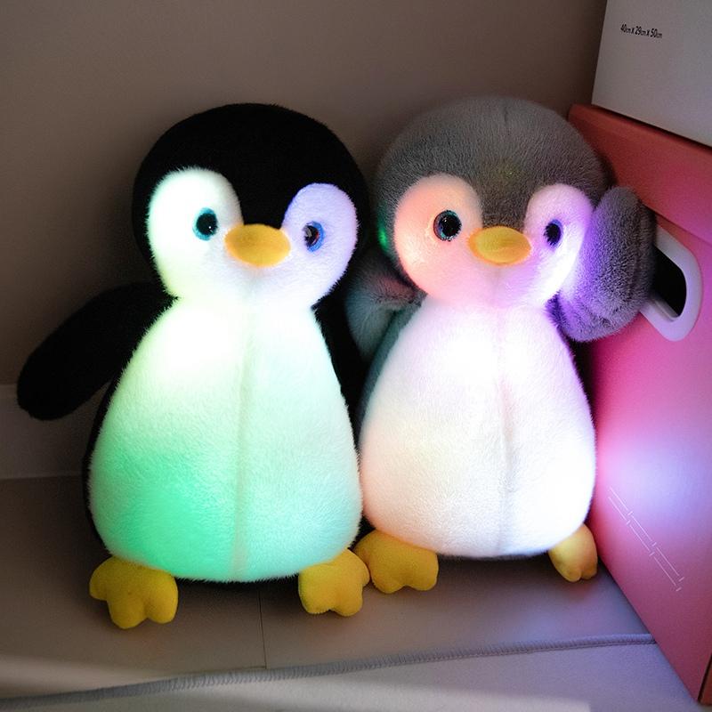 25/30CM Luminous Little Penguin Plush Toys Stuffed Cartoon Animal Doll Cute Healing Accompany Toys For Nice Christmas Gifts
