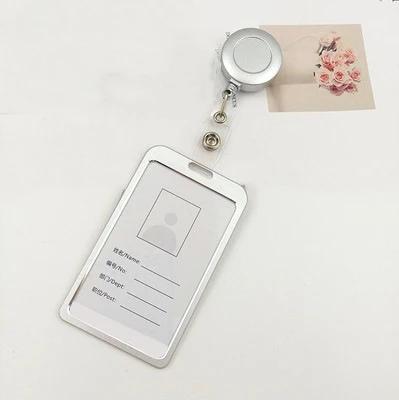 Aluminum Alloy ID Tag Work Card Sleeve with Lanyard Name Badge Holder Pass Card Protective Case Retractable Badge Reel
