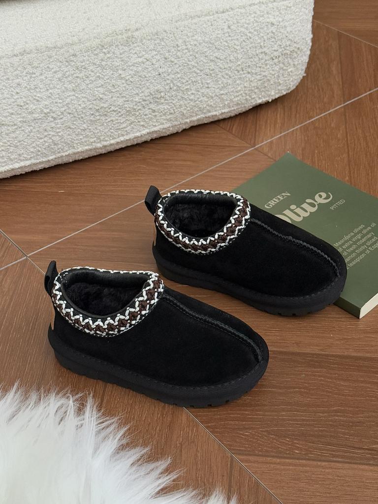 XSHX retro [ethnic style] children's leather snow boots winter thickened boys and girls one pedal 239111