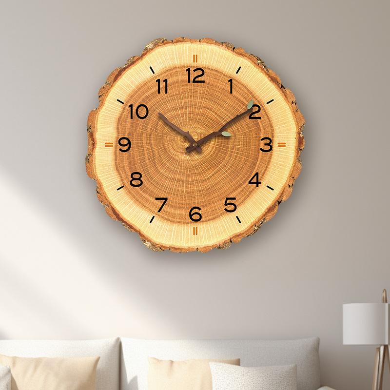 Creative Annual Ring Clock Log Modern Simple Fashionable Annual Ring Wood Grain Home Living Room Personalized Bedroom Wall Clock Clock