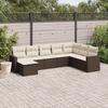 8 piece Garden Sofa Set with Cushions Brown Poly Rattan