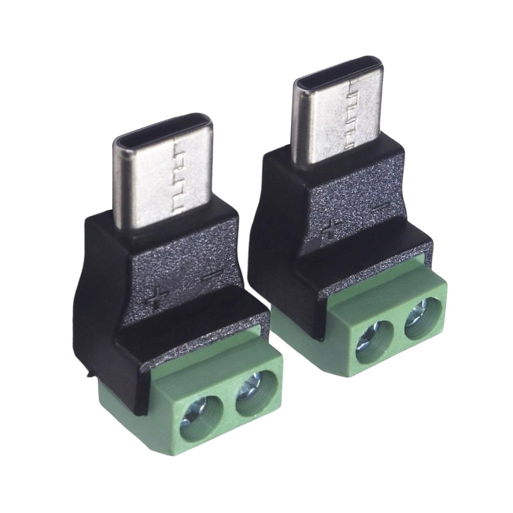 2-teiliger USB-C-Stecker auf 2-Pin Lötloser Verbinder Crimp-Klemmen-Adapter 5V3A Stromausgabe für die Reparatur kleiner Gadgets