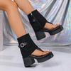 2025 Summer New Women's Cover Heel Sandals Outdoor Buckle Chunky Heels Side Zip Ankle Boots Women Platform Modern Thong Sandals