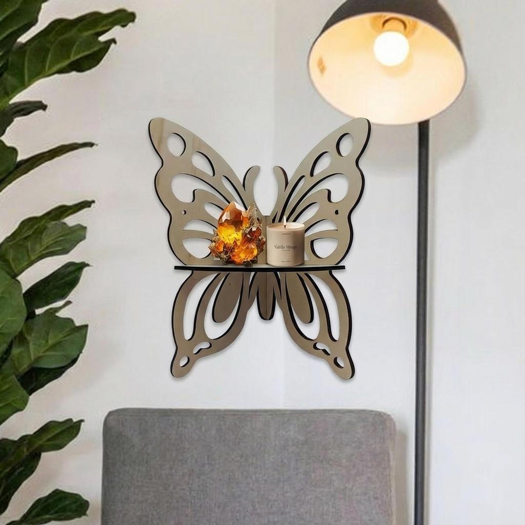 Creative Butterfly Corner Shelf Wooden Display Rack Wall Mounted Furniture for Bedroom Living Room Decor