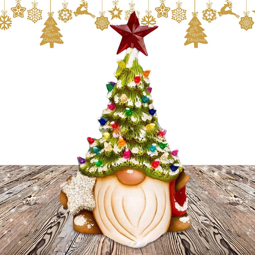 Resin Gnome Christmas Tree Tabletop Christmas Tree Resin Crafts Gnome Statue Home Ornaments Christmas Decoration
