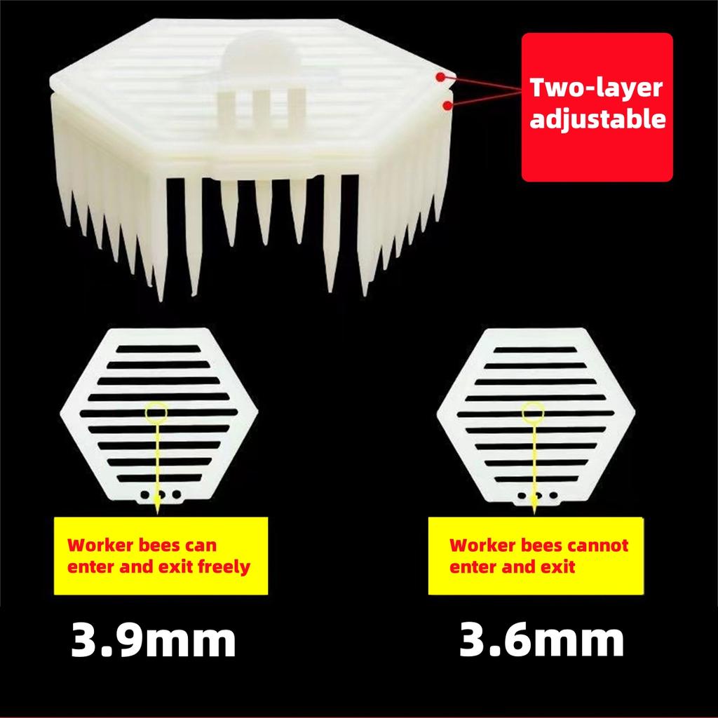 2-Layer Hexagonal Pin-Type Bee Queen Cages Multifunctional Bee Prison Control Buckles Plastic Bee Protective Cover Clips 1/5Pcs