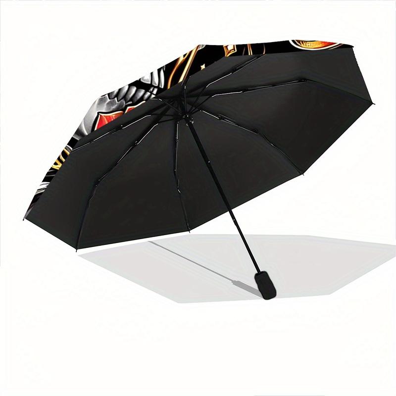 1pc Golden Crowned Skull with Roses Automatic Opening and Closing Umbrella - Small Umbrella Suitable for Various Occasions W049