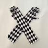 Unisex Zwart-Wit Geruite Lange Handschoenen - Halloween Kostuum Show Cosplay