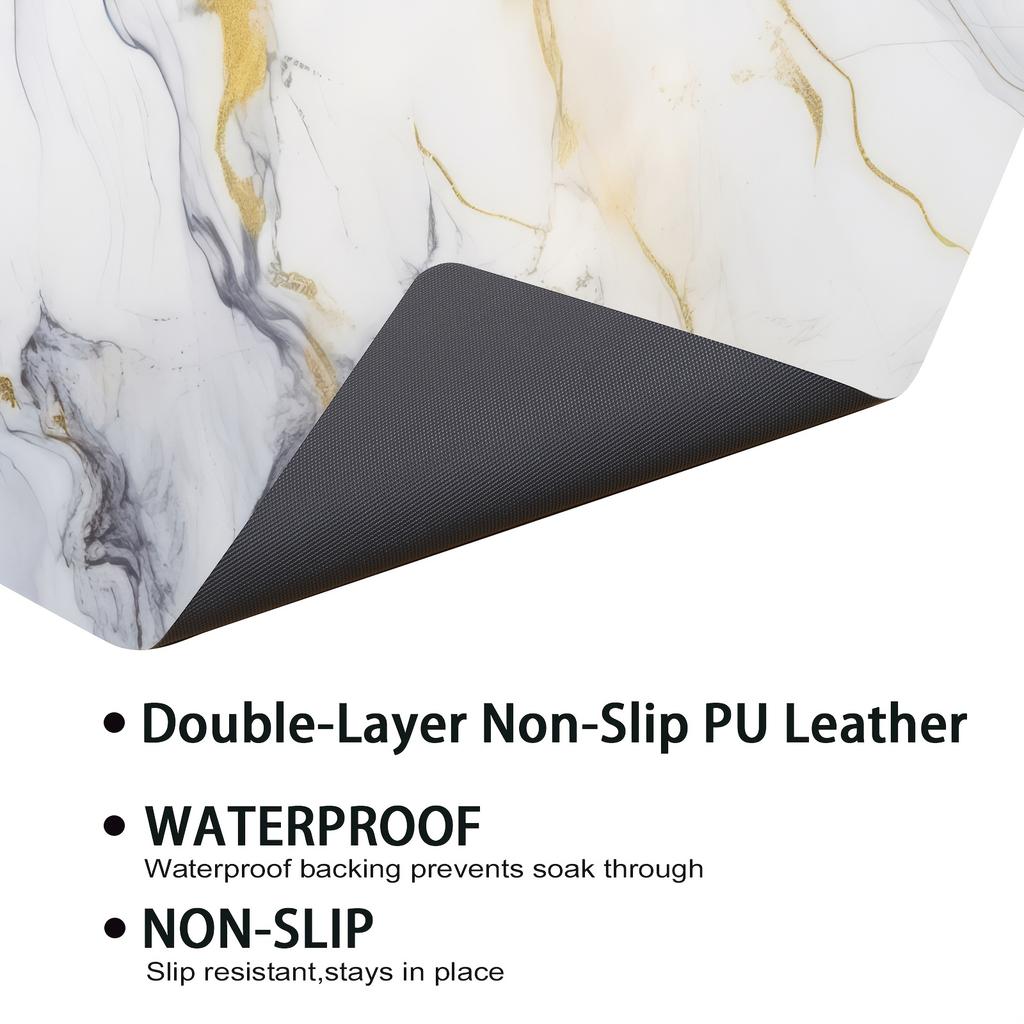 1Pcs Rubber Drying Mat With White Marble Print For Coffee Shop Restaurant Kitchen Carpet Tableware Durable Diatom Mud Table Mat Pet Mat Coffeeware