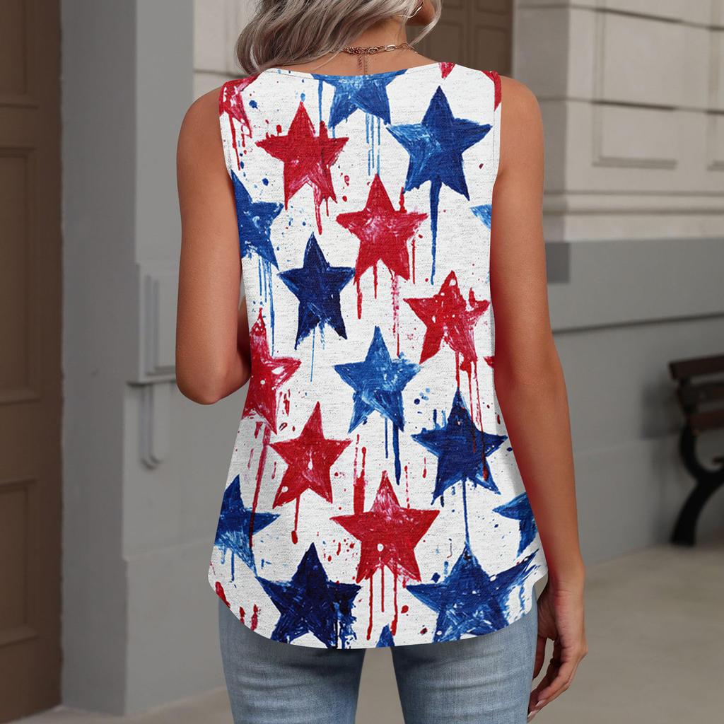 V-Ausschnitt Tanktop Damen Print Tanktop Lässiges Lockeres Ärmelloses Shirt