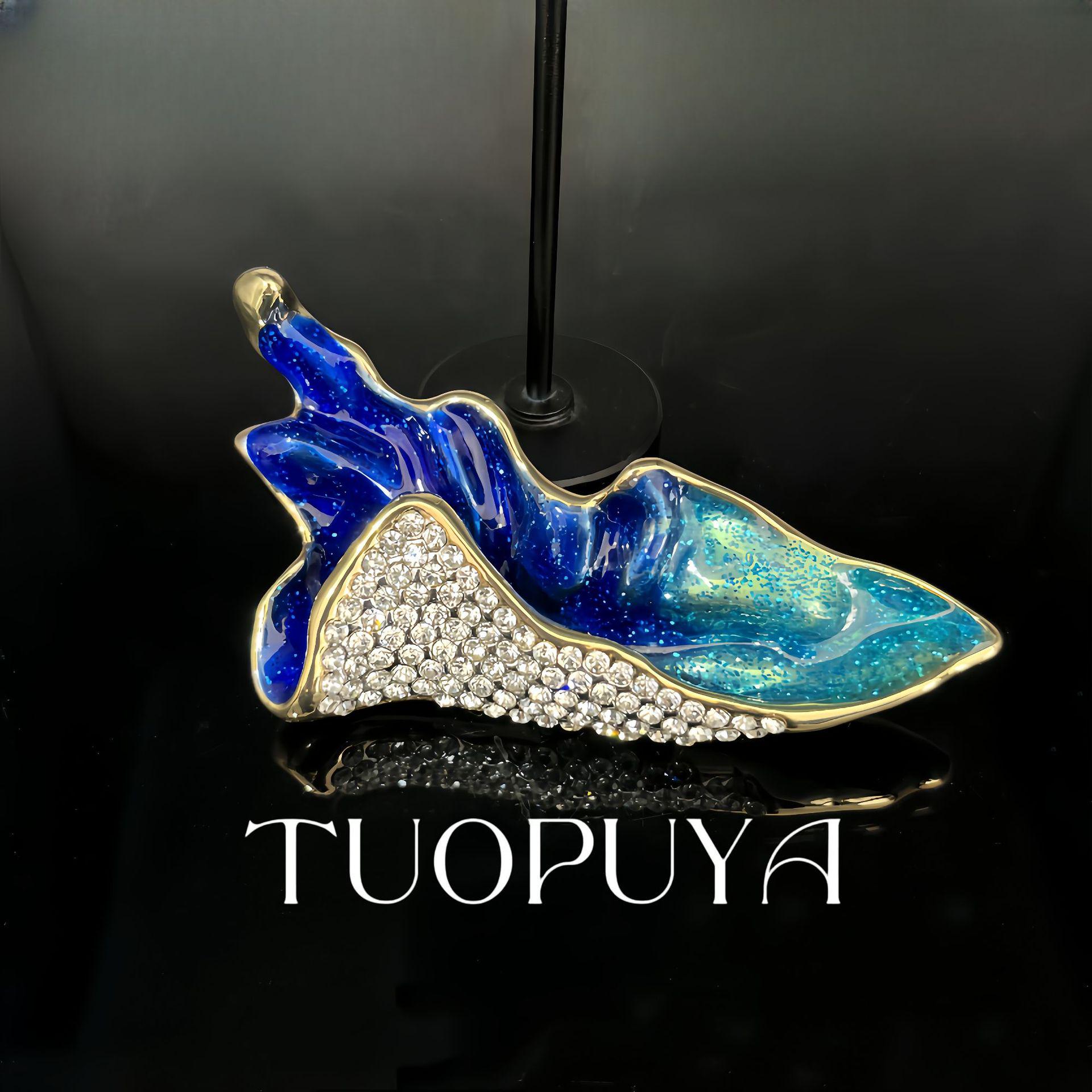 Elegant Full Diamond Blue Wing Brooch  Earrings Set