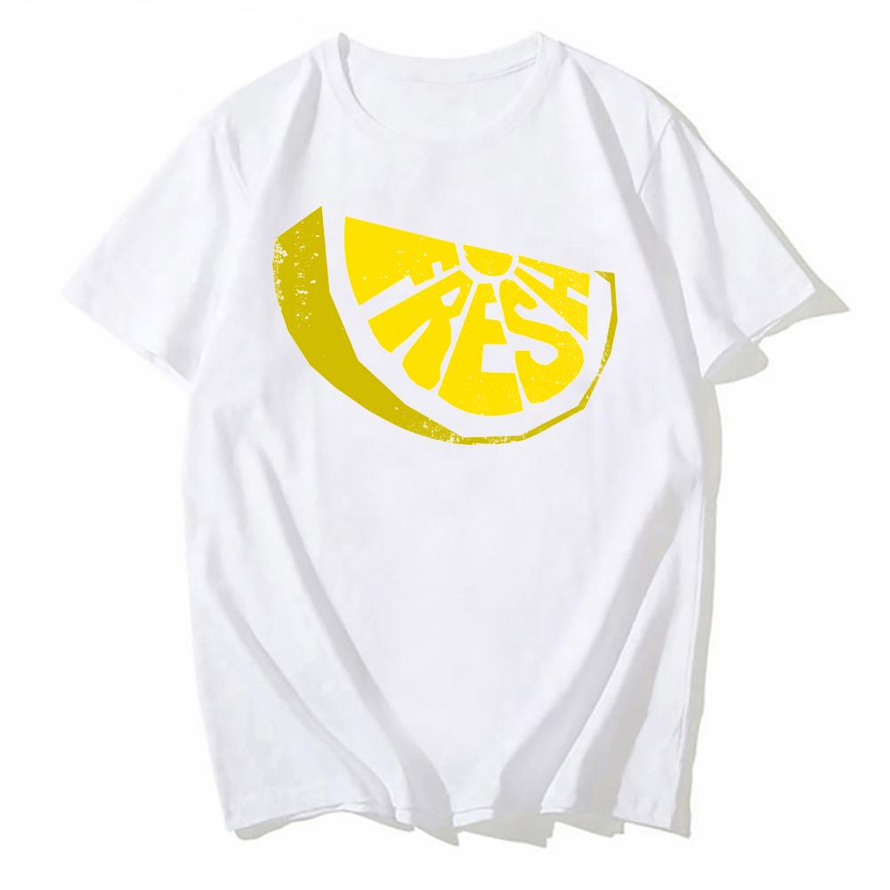

Summer Men Harajuku Short Sleeve Fresh lemon fruit Funny Unisex Classic Print TShirt streetwear male Tshirt S