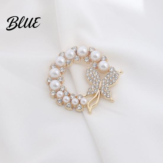 Elegant Butterfly Jewelry Ladies Brooch Pin Rhinestone Faux Pearl Lapel