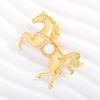 Fashion Rhinestones Pearl Alloy Horse Brooches Zodiac Pony Pins Women Men Clothing Accessories Suit Lapel Corsage New Year Gifts